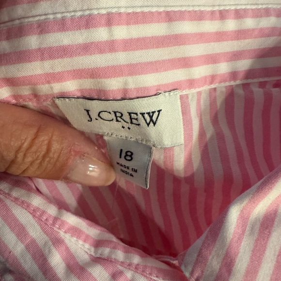 J. Crew NWT Short Sleeved Collared Mini Dress Pink and White Size 18 - Picture 9 of 10